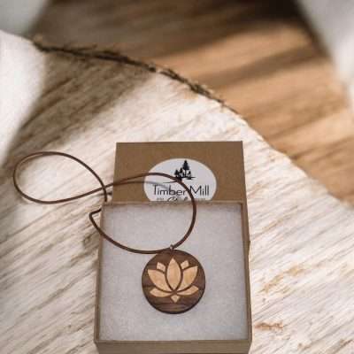 Lotus Flower Wood Pendant